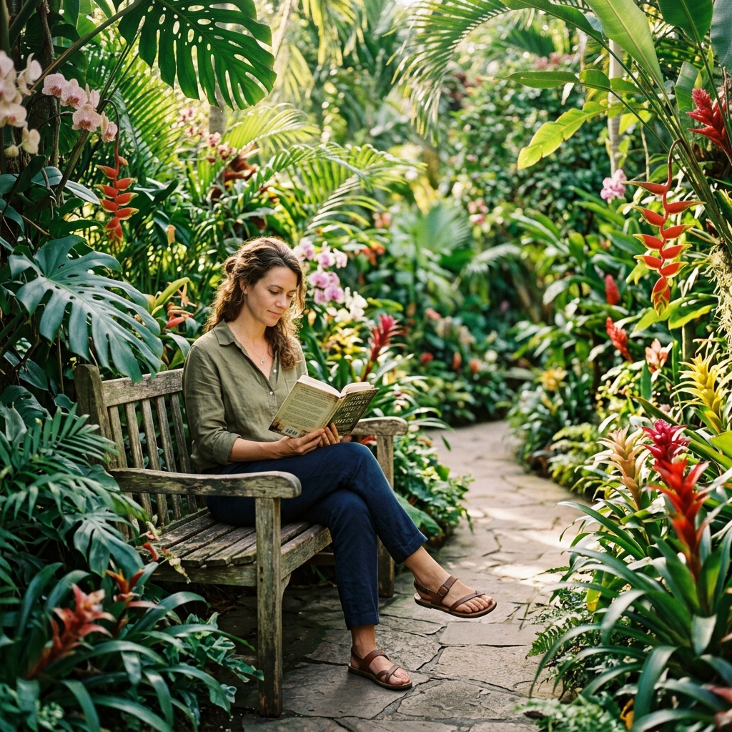 Reading in botanical gardens
